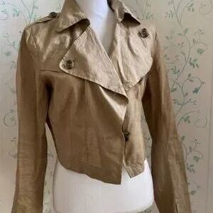 Theory Khaki Cropped linen Jacket